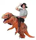 T-Rex Inflatable Riding Dinosaur Costume Adult Blow Up Suit for Halloween Christmas (Orange)