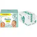 Pampers Baby Windeln Größe 3 (6-10kg) Premium Protection, 204 Stück, MONATSBOX & Aqua Pure Baby Feuchttücher, 864 Tücher (18 x 48) Mit 99% Purem Wasser, Dermatologisch Getestet