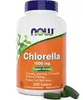 Now Chlorella Tablets,1000mg, 200 Tabs - Premium, Non-GMO Microalgae - Green Superfood Supplement