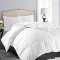 King Soft Quilted Down Alternative Comforter All Season Hotel Collection Reversible Duvet Insert with Corner Ties, Warm Fluffy (White 90 by 102 Inches)