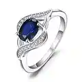 JewelryPalace Ovale Bague Solitaire Saphi Bleu Synthetique en Sterling Argent 925 Pour Fille, Bagues Pierre Anneau Fin Femme Zircone Cubique, Ensemble Parure de Bijoux Cadeau d'Anniversaire