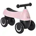 HOMCOM Correpasillos de Equilibrio para Niños Bicicleta sin Pedales Bebés de 18-36 Meses Altura Asiento de 26 cm con 4 Ruedas y Manillar Regalo de Cumpleaños 54x26x38 cm Rosa