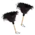 Midoneat Natural Black Ostrich Feather Duster,2 Packs,Car Duster Interior/Exterior Cleaner,Duster for Blinds Kitchen Keyboard Office, Smart and Soft and Fluffy Duster (Black)