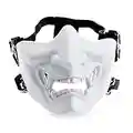 AOUTACC Maschere per mezza faccia Airsoft, demoni malvagi mostro kabuki samurai hannya omi, maschera protettiva per mezzo viso, palla in maschera, festa, Halloween, gioco di guerra Cs (cinturino regolabile bianco)