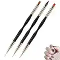 Olakin Pennelli per Unghie [3 Pack], Pennelli per Nail Art Professionali, Manicure Kit, Pennelli Smalto, Pennello per Unghie Acrilico Per Decorazioni Unghie (Nero)