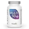 VITACTIV Mutli 50 plus - Multivitamin Komplex Menschen ab 50 - Vitamine, Mineralien, Spurenelemente - Vitamin B, C, E, K, D, Magnesium, Kalzium, Zink - Hochdosiert, Hormonfrei, ohne Jod - 60 Kapseln