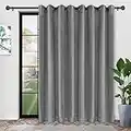 Rose Home Fashion Linen Textured Patio Door Curtains, Sliding Door Curtains, 100% Blackout Curtains Grommet Curtains, Extra Wide Door Curtain-1Panel, 100x84 Dark Gray