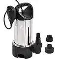 FLUENTPOWER 3/4HP Sump Pump 3600GPH Stainless Steel Submersible Pump, Drain Clean/Dirty Water for Basement Flood Cellar Pool Pond Garden Hot Tub, Automatic/Continuous Manual Operation by Float Switch