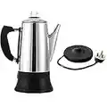 YINO Electric Coffee Percolator,Stainless Steel Stovetop Espresso Maker,12 Cup Electric Coffee Percolator 1.8L Coffee Percolator, Stove Top Coffee Mak