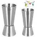 Set of 2 Stainless Steel 25/50 ml & 15/30 ml Cocktail Jigger Spirit Measure Cup, Shot Measure Dual Measuring Cup for Bar Party Wine Cocktail Drink Shaker Shaker