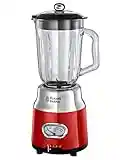 Russell Hobbs Glas-Standmixer Retro rot,Retro-Anzeige, 20.000 U/min, 1.1 PS-Motor, Impulse-/Ice-Crush-Funktion, 1.5l Glasbehälter, Edelstahl, Mixer, elektrischer Zerkleinerer, Smoothie-Maker 25190-56