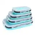 VIGIND Set of 4 Collapsible Foldable Silicone Food Storage Container With BPA Free, Leftover Meal Box With Airtight Plastic Lids For Kitchen, Bento Lunch Boxes-Microwave, Dishwasher and Freezer Safe