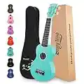 Strong Wind Soprano Ukulele 21 Inch Basswood Ukeleles for Beginners Four Strings Hawaiian Guitar Ukulele for Adults Teenagers with Gig Bag, Light Blue