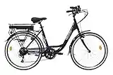 Denver Discovery E-bike E-4000 Bicicletta a pedalata assistita, City Bike con Ruote da 26" Cambio Shimano 6 velocità, Donna, Nero