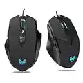 Gaming Mouse Wired,Comfortable USB Optical Computer Mouse Ergonomic,Breathing Colorful LED Light,4 Adjustable DPI(1200/1600/2400/3200) Black 6 Buttons Wired Mouse Gamer for laptop PC Mac Computer,etc.