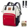 Balcony&Falcon Baby Oxford Diaper Bag with Changing Pad & Stroller Straps Multifunction Waterproof Stylish Travel Backpack Larger Maternity Backpack Nappy Bag for Mum&Dad -Red