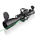 XOPin 4-16x50AO Rifle Scope Combo Dual Illuminated with Green Laser Sight 4 Holographic Reticle Red Dot for Rail Mount