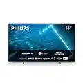 Philips 55OLED707/12, 55 Pouces 4K OLED HDR, Moteur P5, Technologie Ambilight Innovante, Son Dolby Atmos, Smart TV, Image et Son Cinématographiques