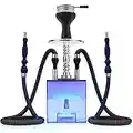 Hookah Set with Everything - Kitosun Updated Cube Modern Shisha include Vulcan HMD Silicone Phunnel Bowl Silk Pipe Coal Tongs Remote LED Light for Great Smoking | Easy Cleaning Easy Inhale 2 Hoses