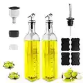 Gvolatee 2 X aceitera antigoteo cristal 500ml, dispensador de aceite y vinagre con Vertidor, Embudo de acero inoxidable, Tapa Antiincrustante, botella aceite de oliva para Cocina, Ensalada, Barbacoa