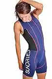 Sundried Femmes haut de gamme rembourré Triathlon Tri Suit compression Duathlon Courir costume de peau Natation Cyclisme (Bleu, M)