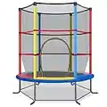 COSTWAY Trampolino Elastico per Bambini in Acciaio, Tappeto Elastico Bambini da Esterno e da Interno, con Rete e Cusicnetti Antiscivolo (Colorato)