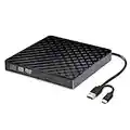 Externes DVD CD Laufwerk, USB 3.0 & Type-C Tragbar +/-RW Brenner Optische Laufwerke CD ROM/DVD Player Reader Extern für PC Laptop Desktop MacBook Windows 11/10/8/7 Linux/Mac/Apple