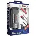 Bosch Automotive C3 cargador de baterías inteligente y automático 6V/12 V/3.8 A, para baterías de plomo-ácido, GEL, Start/Stop EFB, Start/Stop AGM para motocicletas y vehículos ligeros, Rojo