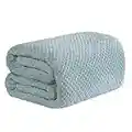 Dreamscene Luxury Waffle Mink Honeycomb Faux Fur Warm Throw Over Sofa Bed Soft Blanket, Duck Egg Blue - 125 x 150cm