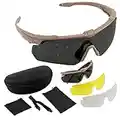 FOCUHUNTER Tactical Glasses with 3 Interchangeable Lens, ANSI Z87.1 Tactical Eyewear for Shooting, Anti Fog UV400 Protection