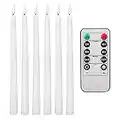 Teynewer LED Flameless Taper Candles Flickering Set of 6 with 10-Key Remote, Battery Operated Electric LED 28cm Long Candle LED Warm 3D Wick Light Window Candles for Home Christmas Wedding Decor