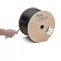 trueCABLE RG6 Dual Shield Coax, 1000ft, Black, Riser Rated (CMR/CATVR/CL2), Bare Copper Conductor Coaxial Cable, 3GHz Sweep Tested