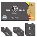 Fundas protectoras RFID Blocking NFC [12+2 piezas]: para tarjetas de crédito, tarjetas bancarias, DNI, pasaporte, protección absoluta contra la lectura no permitida | Bloqueador RFID | funda para tarj