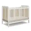 STORK CRAFT Pasadena 3-in-1 Convertible Crib (White with Driftwood), Converts to Daybed and Toddler Bed, Fits Standard Full-Size Mattress, Adjustable Mattress Support Base (04522-571)