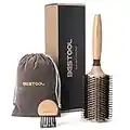 BESTOOL Brosse ronde pour brushing, poils de sanglier avec épingles en nylon Brosse à cheveux ronde, brosse de coiffage ronde professionnelle pour femmes et hommes (Barrel 38mm)