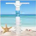 AMMSUN Beach Umbrella Sand Anchor Heavy Duty, Outdoor Umbrella Base with 5 Spiral Screw, Universa & One Size Fits All Beach Umbrella, Safe Umbrella Holder Stand Ideal for Strong Winds White