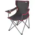 Aktive 52877 - Silla plegable camping Gris | Medidas 64,5x49,5x82cm | Silla camping, jardín, terraza | Peso máximo 110kg | Incluye posavaso y reposabrazos | Tejido transpirable y costuras reforzadas