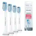 Philips Sonicare Lot de 4 têtes de brosses à dents électriques soniques S Sensitive pour les gencives sensibles, Blanc (Modèle HX6054/07)