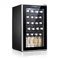 Antarctic Star 24 Bottle Wine Cooler/Cabinet Beverage Refrigerator Small Mini Wine Cellar Beer Soda Clear Glass Door Bar Fridge Quiet Operation Compressor Adjust Temp Control Freestanding