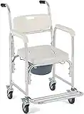 OrtoPrime Silla Ducha WC con Ruedas y Pies Abatibles - 3 en 1 - Silla con Inodoro Incorporado - Silla WC Portátil para Personas Mayores - Silla de Ruedas Ducha - silla de baño geriatrica