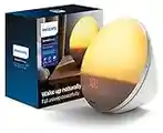 Philips SmartSleep Wake-up Light, Colored Sunrise and Sunset Simulation, 5 Natural Sounds, FM Radio & Reading Lamp, Tap Snooze, HF3520/60