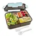 EETU Lunch Box, 1500ml Bento Box, Food Container with 3 Compartments and Cutlery Set, BPA Free, Microwave and Dishwasher Safe, Leakproof Lunch Boxes Suitable for School and Work