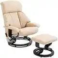 HOMCOM Electric Massage Recliner Chair with Ottoman, Faux Leather Swivel Recliner with Remote Control for Living Room, Beige