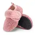 LACOFIA Toddler Girls Sock Slippers Kids Winter Warm Fleece House Shoes Children Anti-Slip Home Slippers Pink 5/5.5