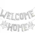 Welcome Home Letter Balloon Banner Bunting Happy New Home with Star Sequin Balloons for Home Family Party Decorations (Silver)