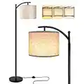ROTTOGOON Floor Lamp for Living Room with 3 Color Temperatures, Standing Lamp Tall Industrial Reading for Bedroom, Office (9W LED Bulb, Beige Lampshade Included) -Black