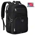 17inch Laptop Backpack, Large Waterproof Travel Backpack with USB Charging Port and Headphone Hole for Men and Women, TSA Friendly Carry On Luggage Backpack for Business College, Black