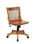 OSP Home Furnishings Deluxe Armless Wood Banker's Desk Chair with Adjustable Height, Locking Tilt, and Heavy Duty Base, Fruitwood