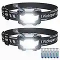 Victoper 2 Pack LED Headlamp, 1100 Lumen Bright Light Head Lamp with 4 Mode, IPX5 Waterproof Head Light with Red Light for Running Fishing Hiking Camping, Outdoor Head Flashlight for Adults Kids,White