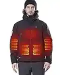 DEWBU Heated Jacket for Men with 12V Battery Pack Winter Outdoor Soft Shell Electric Heating Coat, Men's Black, XL